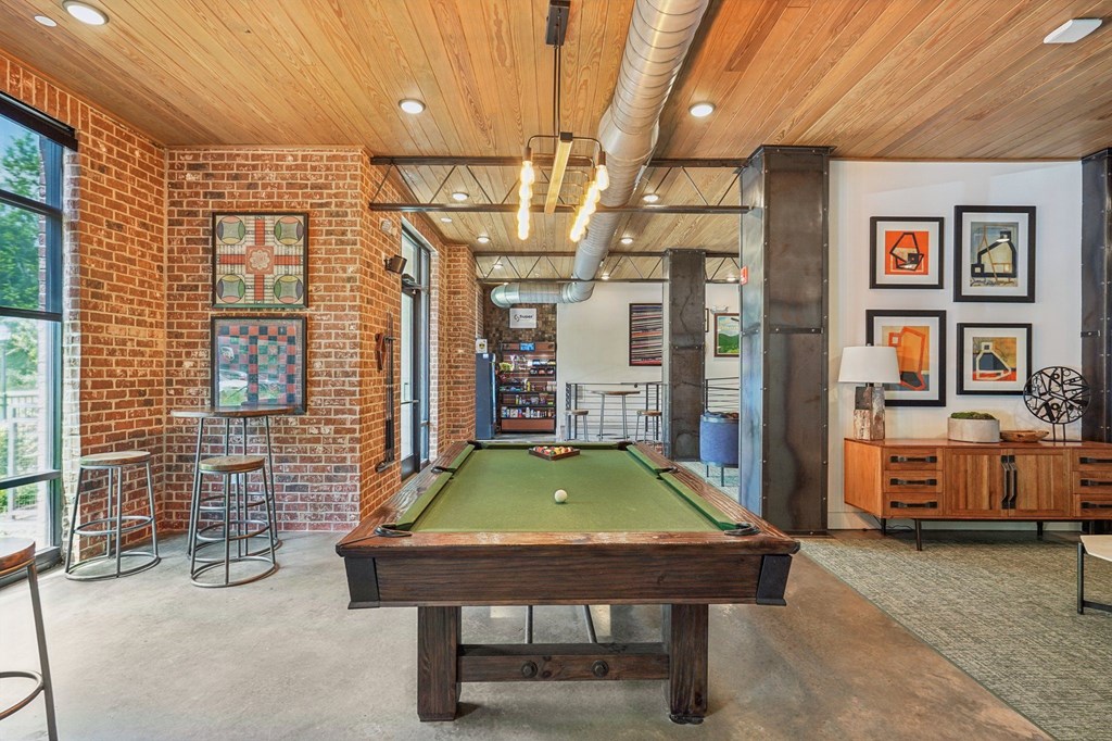 A pool table in resident clubhouse
